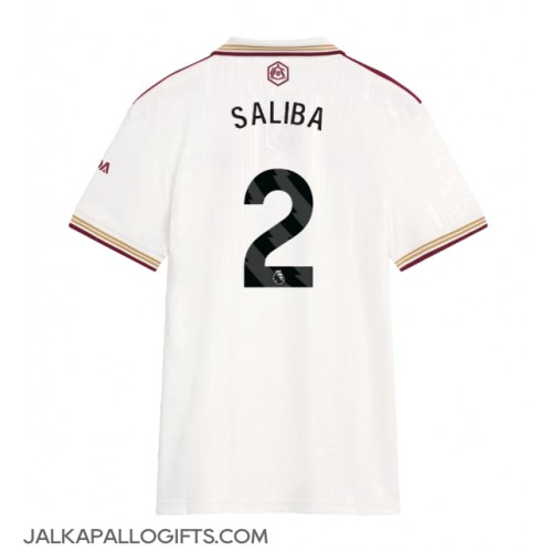 Arsenal William Saliba #2 Kolmaspaita Naiset 2025-26 Lyhythihainen